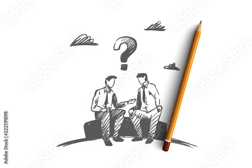 Disagreement, business, people, conflict concept. Hand drawn isolated vector.