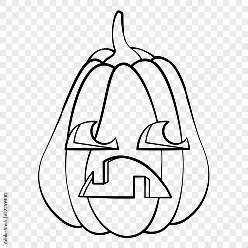 Sad face Halloween pumpkin emotion outline drawing for laser cutting, festive decor, stickers.