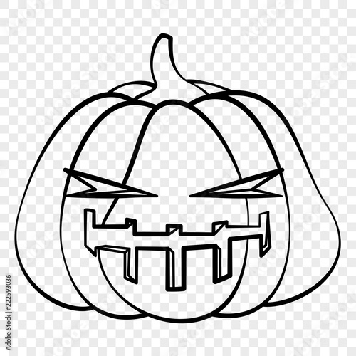 Evil face Halloween pumpkin emotion outline drawing for laser cutting, festive decor, stickers.