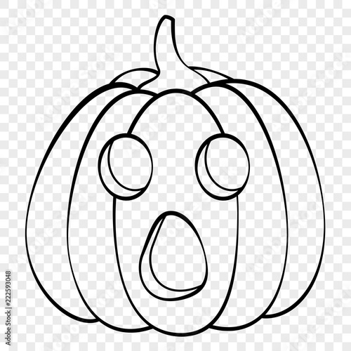 Surprised face Halloween pumpkin emotion outline drawing for laser cutting, festive decor, stickers.