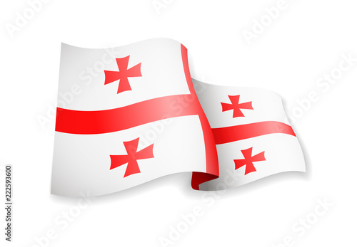 Waving Georgia flag on white background.