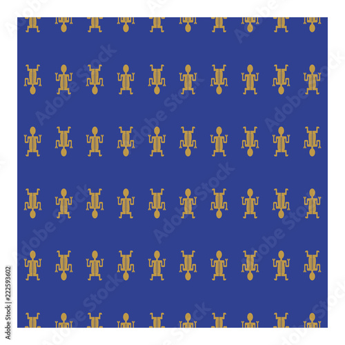 Omino tribale oro su campo blu.