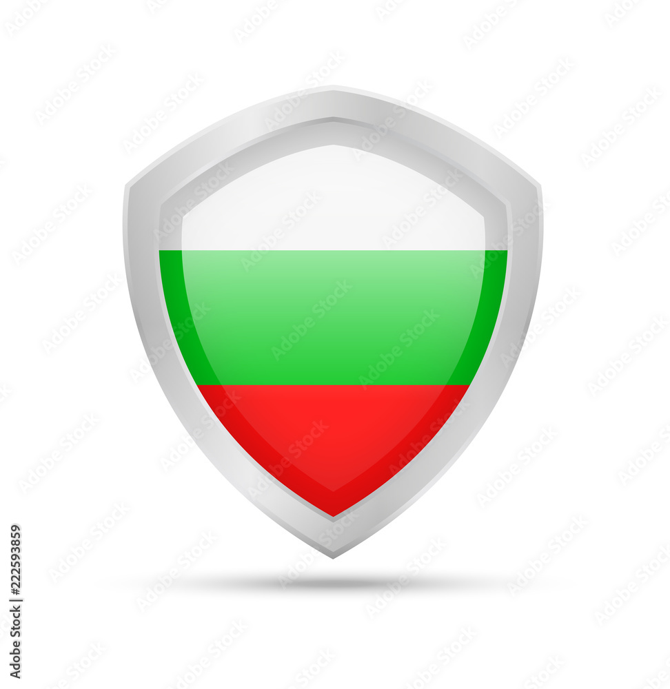 Shield with Bulgaria flag on white background. Shield with Bulgaria flag on white background.