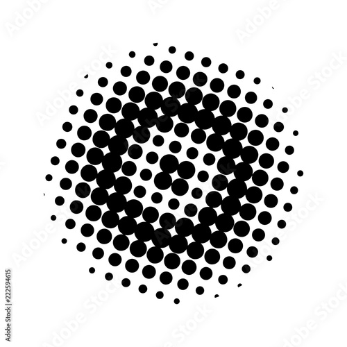 Halftone. Black circle. Circle halftone. Vector illustration