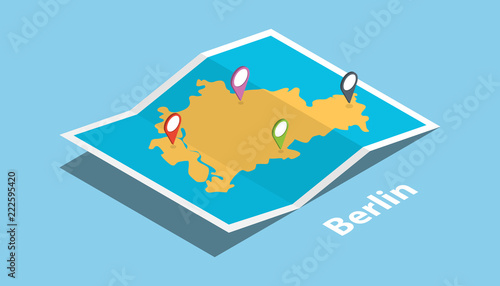 berlin germany explore maps with isometric style and pin location tag on top