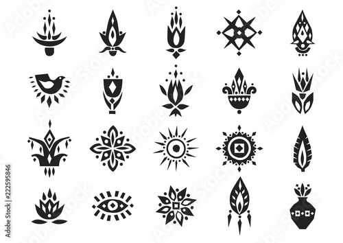 Vector set of hand drawn black african