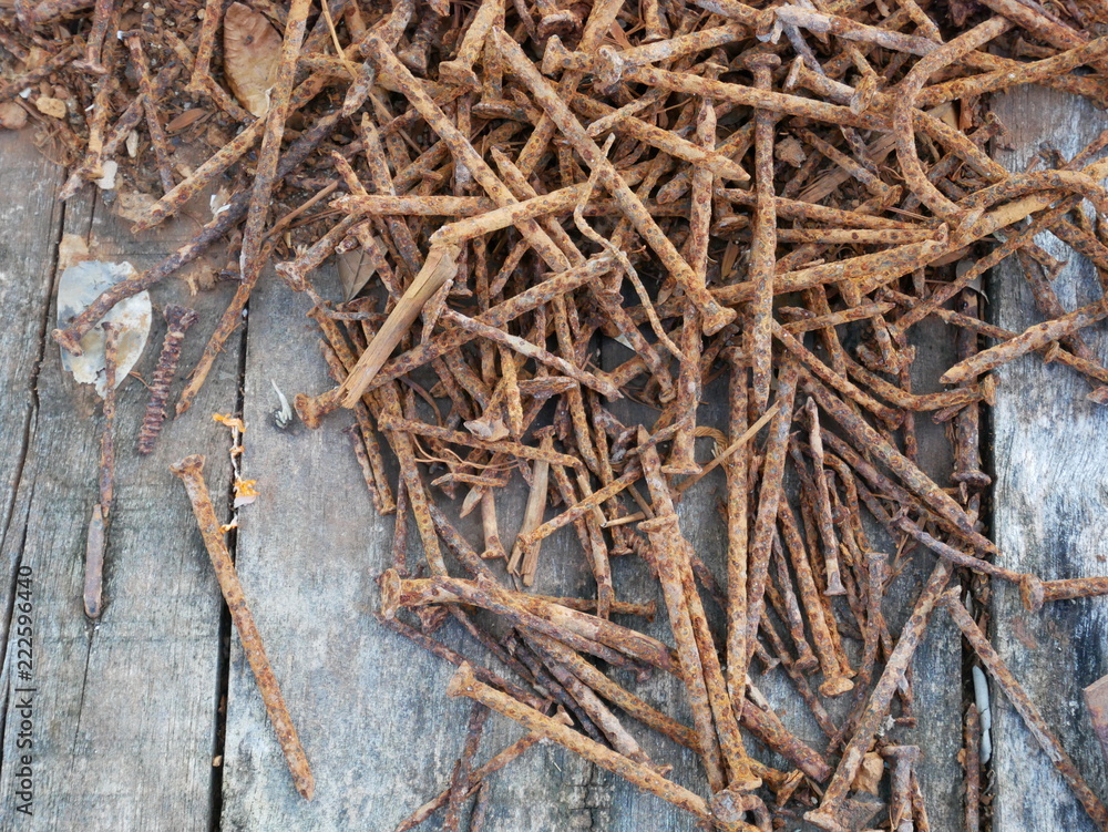 rusty nails and old wood background rusty nails and old wood background