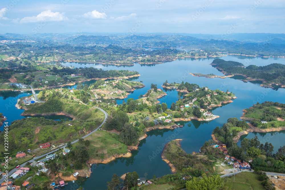 Guatape lake viewed from the top of the famous Rock (Piedra)