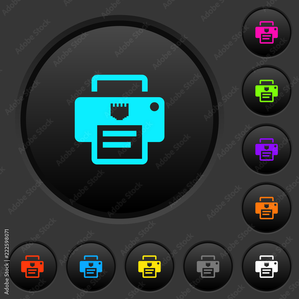 IP printer dark push buttons with color icons IP printer dark push buttons with color icons