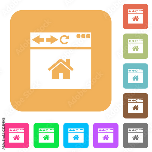 Browser home page rounded square flat icons