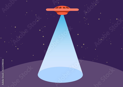 UFO and teleport beam.  Free space for text in the cone of light