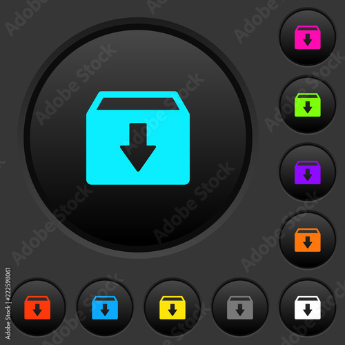 Archive dark push buttons with color icons