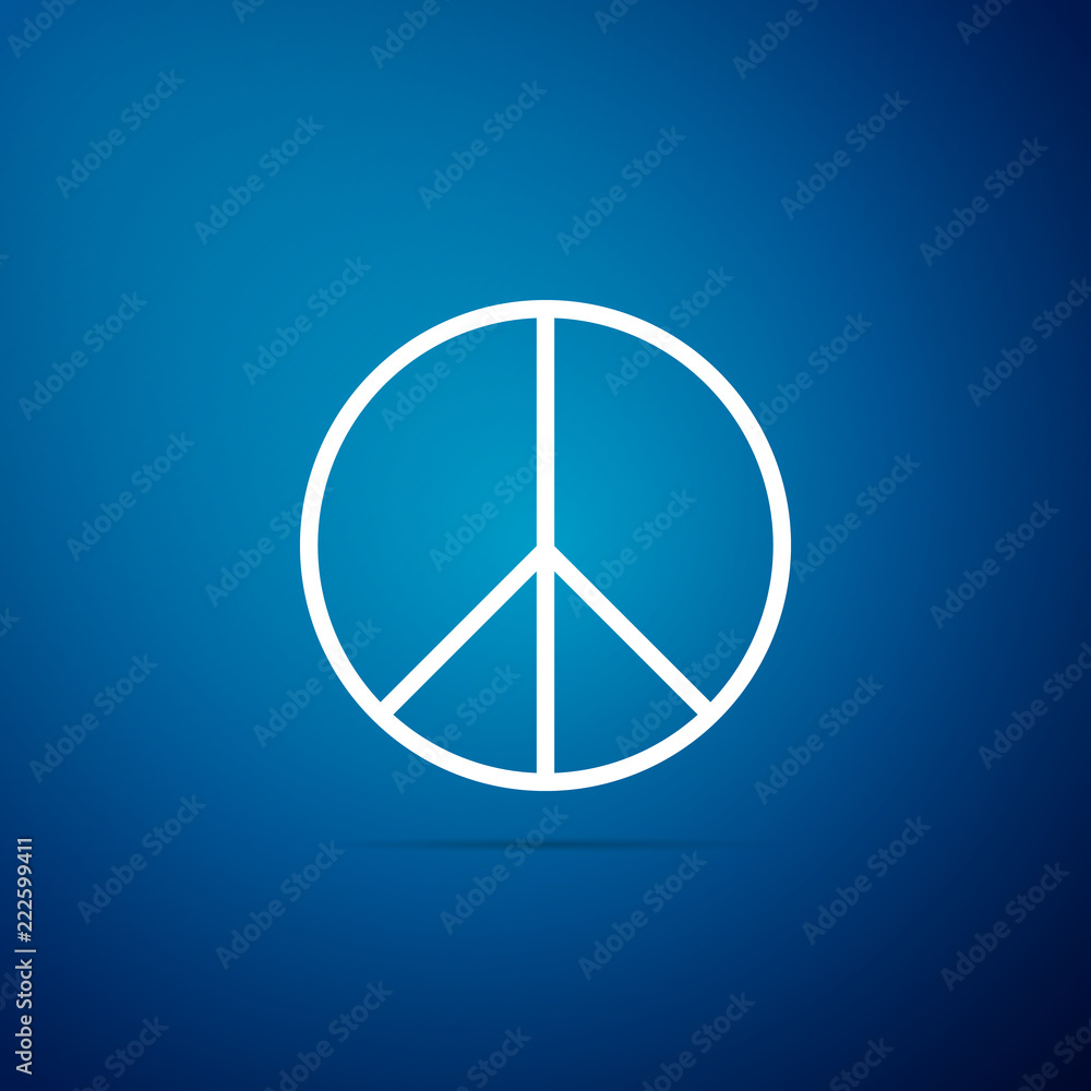Peace sign icon isolated on blue background. Hippie symbol of peace. Flat design. Vector Illustration Peace sign icon isolated on blue background. Hippie symbol of peace. Flat design. Vector Illustration