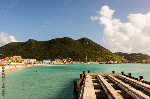 Philipsburg, docking, pier, harbor, beach, cruise, St Martin, Saint Martin, Sint Maarten, Netherlands Antilles, Caribbean. photo