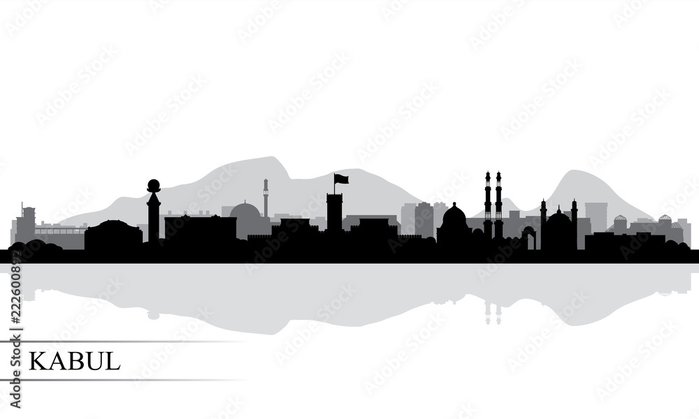 Kabul city skyline silhouette background