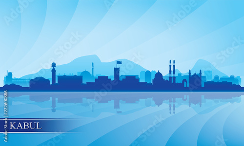 Tableau sur toile Kabul city skyline silhouette background