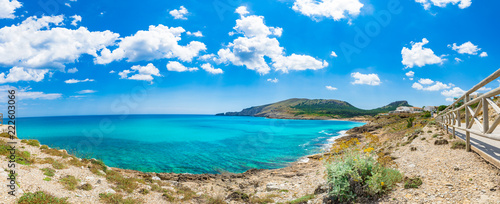 Panoramic view of Cala Mesquida beach at Cala Ratjada on Mallorca, Balearic Islands