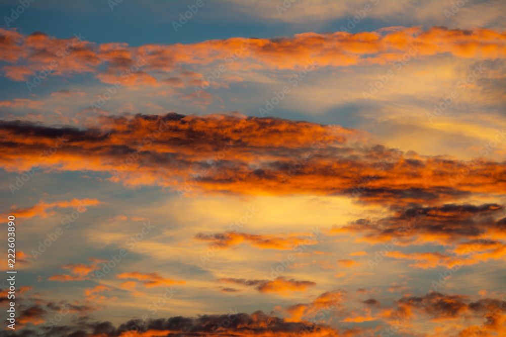 Afterglow sky background with clouds