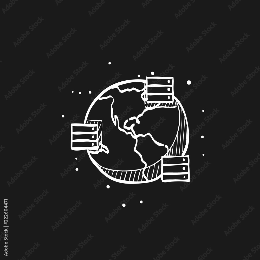 Obraz premium Sketch icon in black - Global server