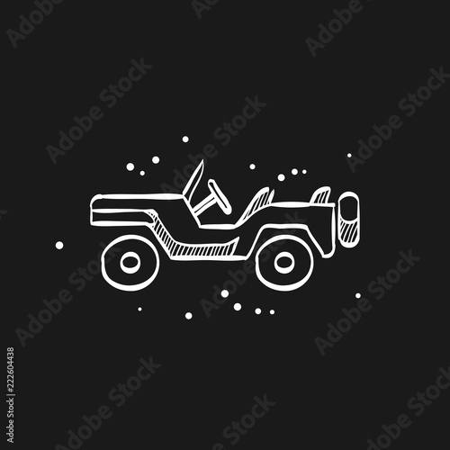 Sketch icon in black - Military vehicle