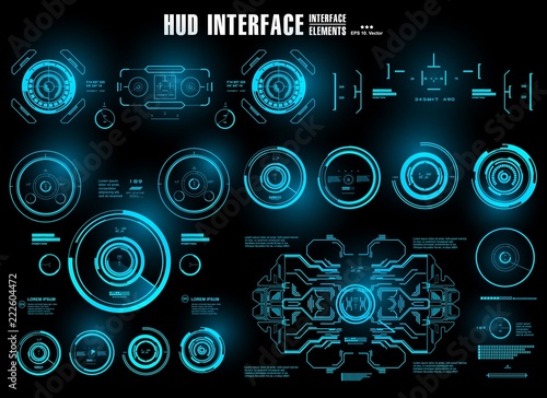 HUD interface futuristic blue virtual graphic touch user interface, target