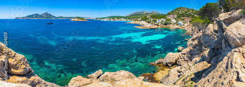 Coast scenery on Mallorca island, view of bay in Sant Elm