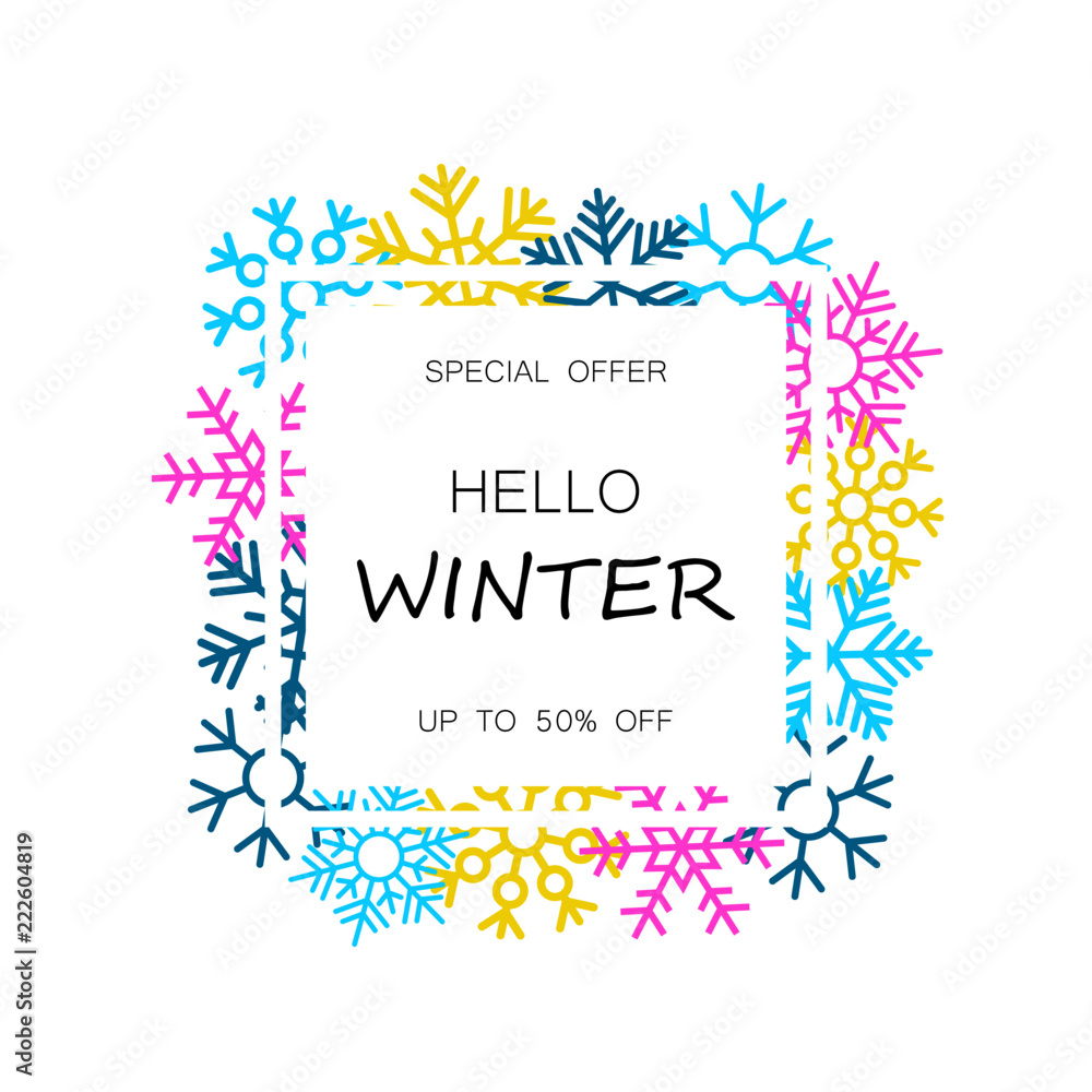 Winter sale banner with colorful snowflakes Winter sale banner with colorful snowflakes