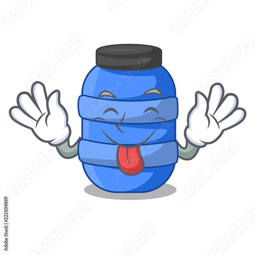 Tongue out plastic barrel container for fish cartoon