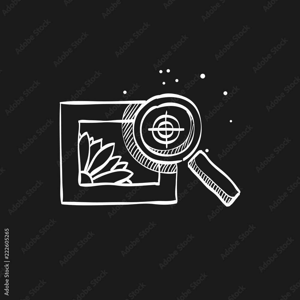 Sketch icon in black - Printing quality control Sketch icon in black - Printing quality control