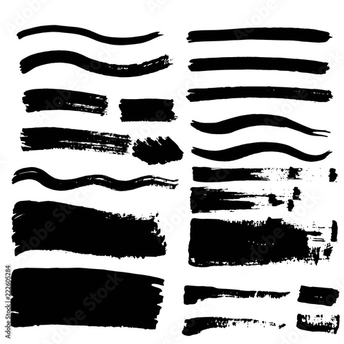 set of black grunge stripes. hand-drawn vector illustration