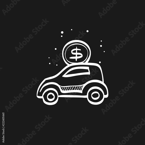 Sketch icon in black - Car piggybank