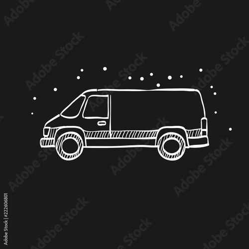 Sketch icon in black - Van car