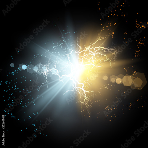 Vector illustration. Collision of two