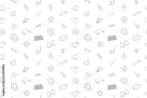 Winter activity background from line icon. Linear vector pattern. Vector illustration