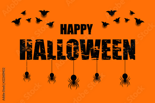 Halloween background with spiders and bats. Vector illustartion