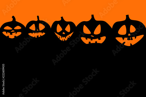 Halloween background with scary pumpkins. Vector illustration