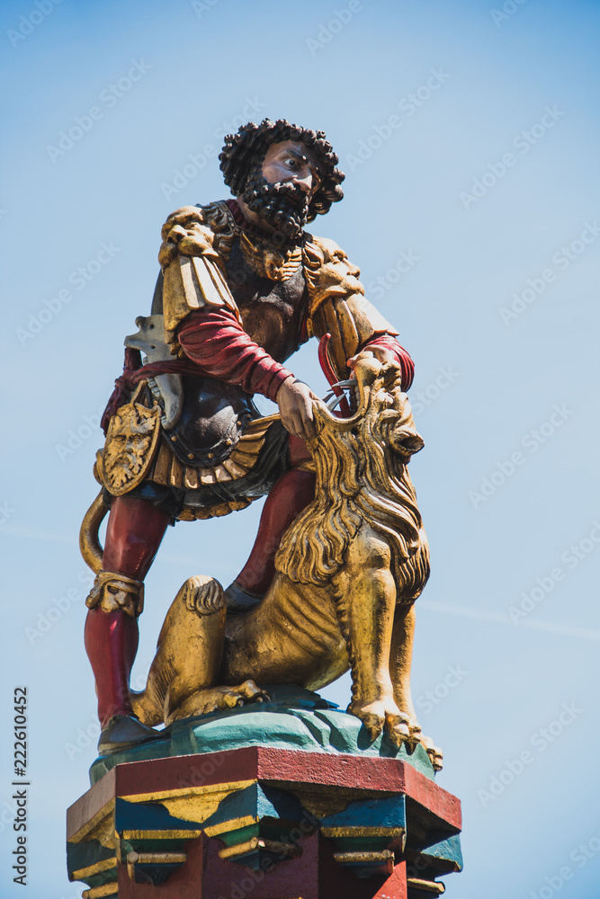 Statue of the Samson Fountain in Bern, Switzerland