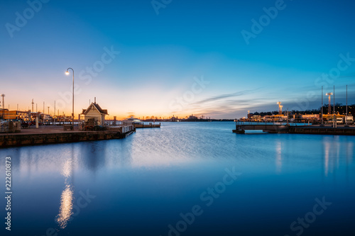 Helsinki, Finland. Landscape With City Pier, Jetty At Sunrise Ti