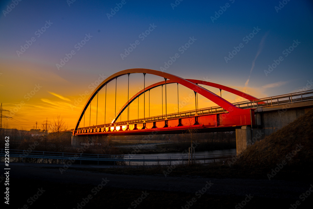 Sunset over bridge