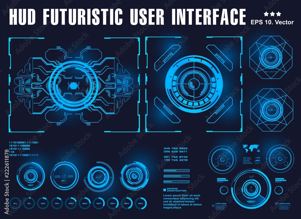 Obraz premium HUD interface futuristic blue virtual graphic touch user interface, target