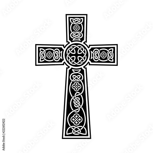 Celtic cross ornament on a black background