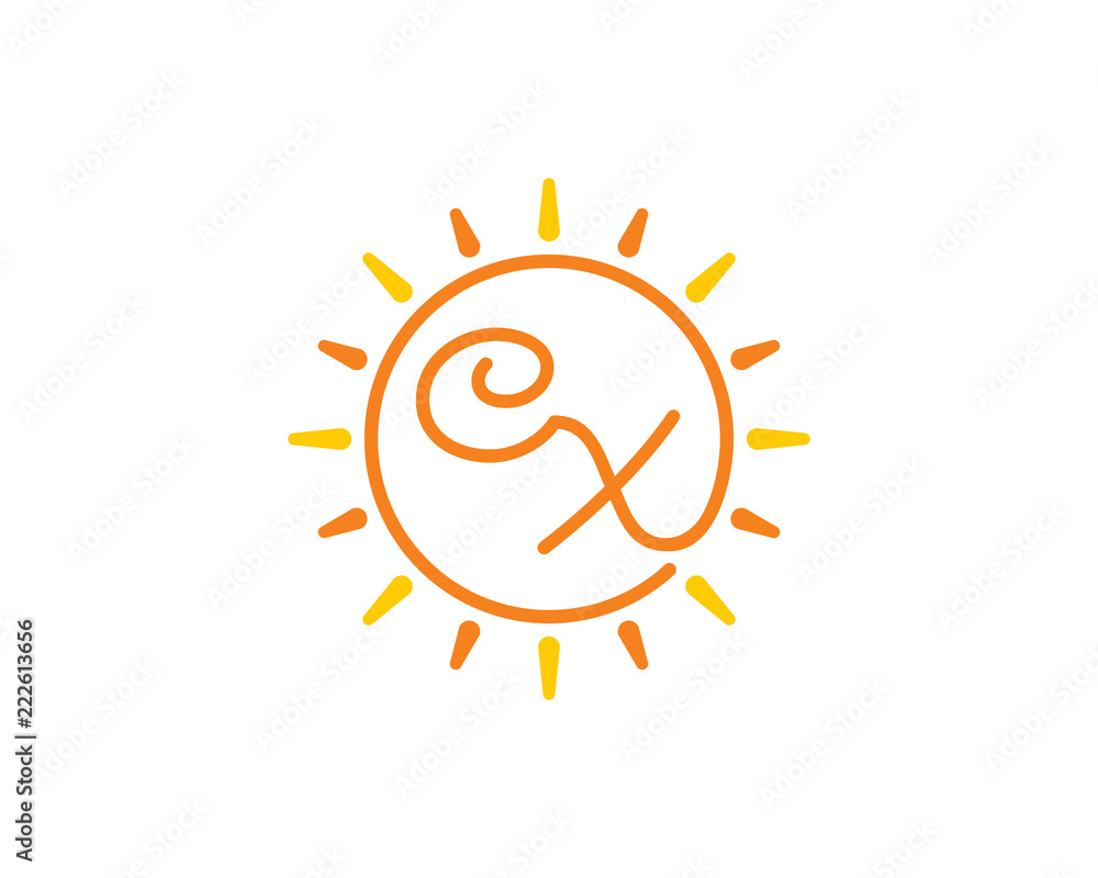 Sun and Letter C and X Logo Icon 001 Sun and Letter C and X Logo Icon 001