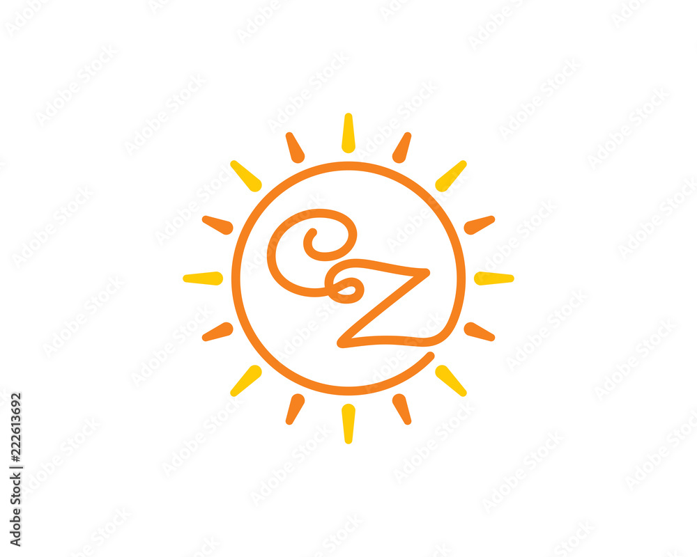 Sun and Letter C and Z Logo Icon 001 Sun and Letter C and Z Logo Icon 001