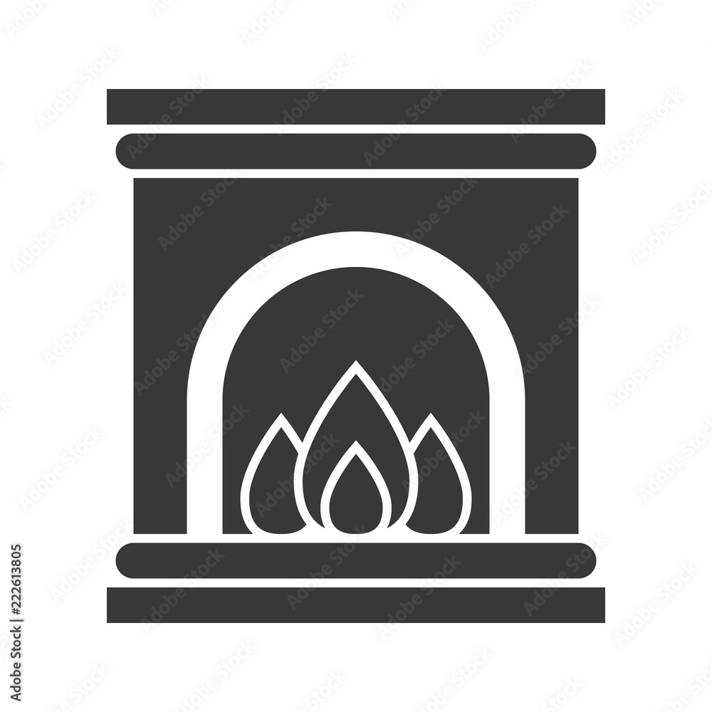 Fireplace, Merry Christmas icon set, solid design Fireplace, Merry Christmas icon set, solid design
