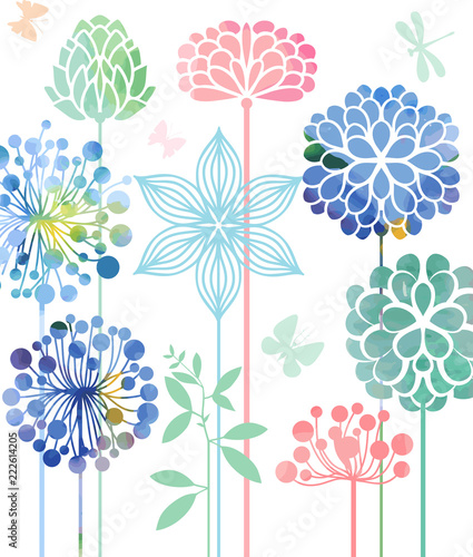 watercolor flower bed.
