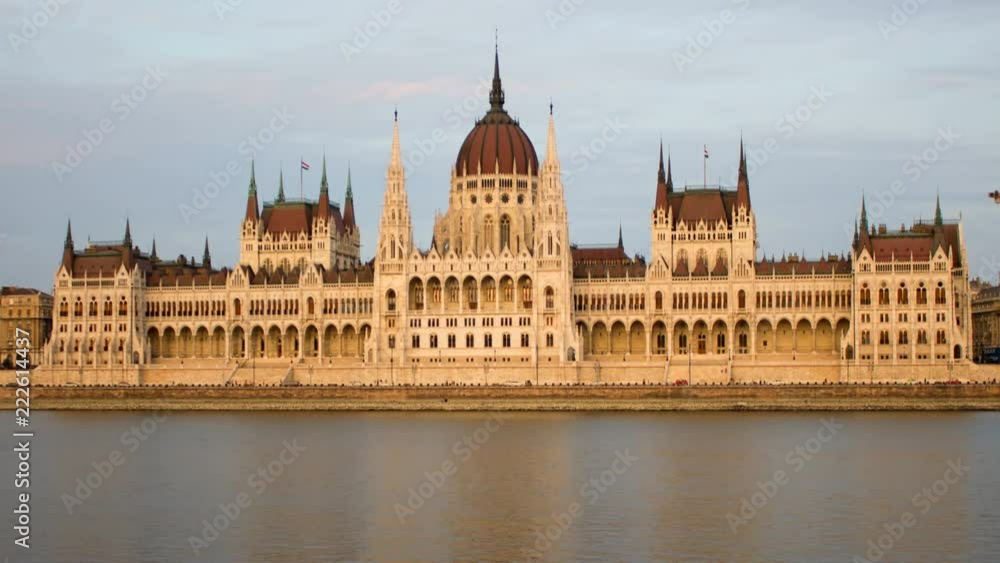 Parliament house in Budapest. Front view time lapse Parliament house in Budapest. Front view time lapse