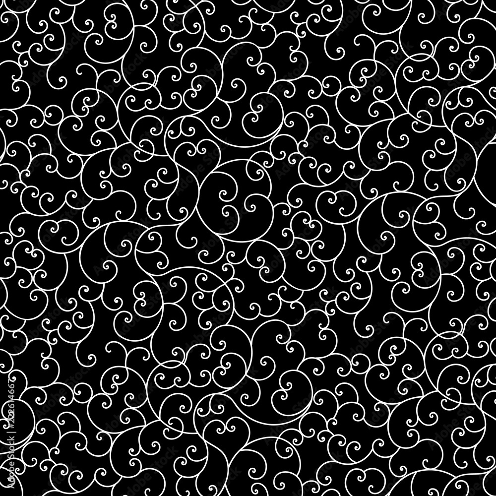 vector beautiful simple flourish pattern in white over black background for  festive, greeting and elegant surface designs and backgrounds. pattern  swatch at eps. file Stock Vector | Adobe Stock