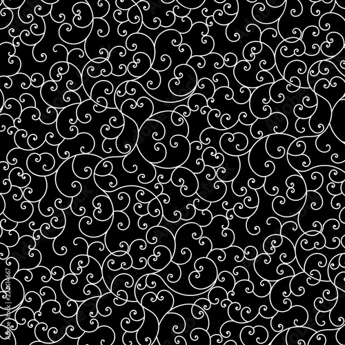 vector beautiful simple flourish pattern in white over black background for festive, greeting and elegant surface designs and backgrounds. pattern swatch at eps. file