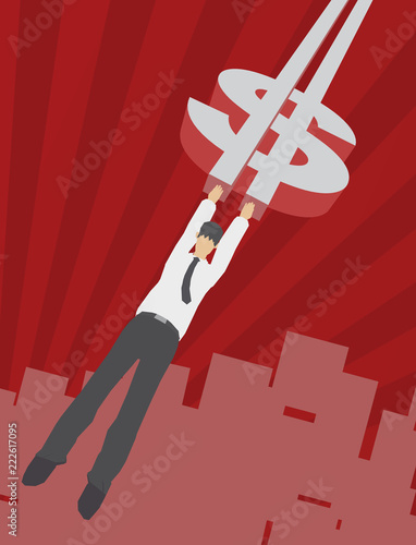 Businessman with a weightball and chain.
