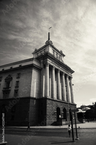 SOFIA BULGARIA September 1 , 2018 :  Largo building. Seat of the unicameral Bulgarian Parliament (National Assembly of Bulgaria). Example of Socialist Classicism architecture. photo